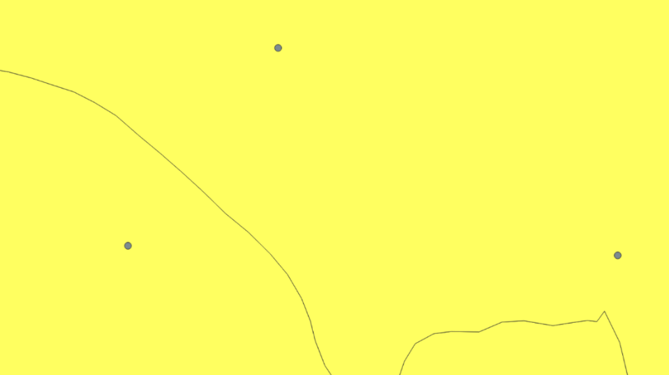 Input data for the anonymisation of cluster geocodes: cluster geocodes (green dots) and boundary shapefiles (yellow polygons). 